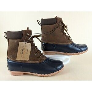 Weatherproof Vintage Adam II Duck Boots Mens 8 M Tan Navy Faux Leather Shoes NEW